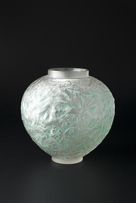 Lot 163 - Rene Lalique (French, 1860-1945)
'Gui' vase (Marcilhac 948)
blue staining
moulded 'R