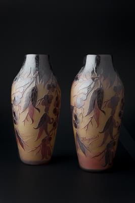 Lot 168 - D'Argental of France
Pair of Art Nouveau cameo glass vases
acid-etched with leaves and berries