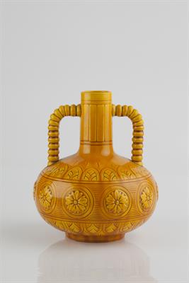 Lot 185 - Burmantofts Pottery
Arts & Crafts two handled vase
with band of stylised flowerheads in yellow