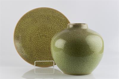 Lot 205 - Martha Katzer (German, 1897-1946) for Karlsruher Majolika Pottery
Vase and dish, circa 1930s
in a