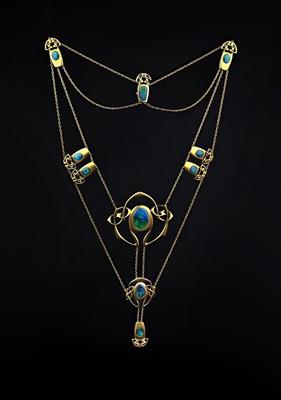 Lot 233 - Archibald Knox (British, 1864-1933) for Liberty & Co
An important gold and enamel necklace, circa