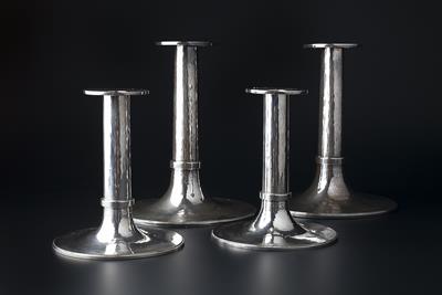 Lot 270 - V. Holmstrup of Denmark
Set of four silver candlesticks
stamped manufacturer's marks, 'Sjodahl'