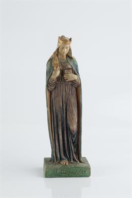 Lot 278 - Compton Pottery
St Margaret
hand-painted pottery figure
impressed pottery mark and paper label
30