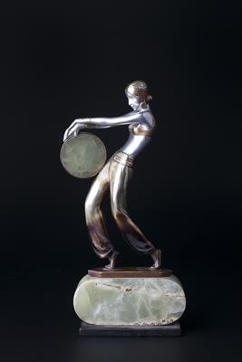 Lot 289 - ‡Josef Lorenzl (Austrian, 1892-1950)
'Tambourine Dancer', circa 1925
bronze, on an onyx and marble