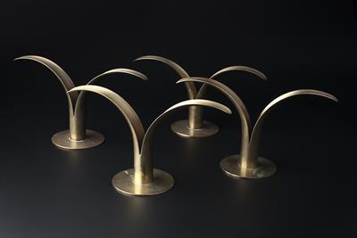 Lot 293 - Ivar Alenius Bjork for Ystad Metall of Sweden
Set of four brass 'Lily' candlesicks
stamped 'Sweden 