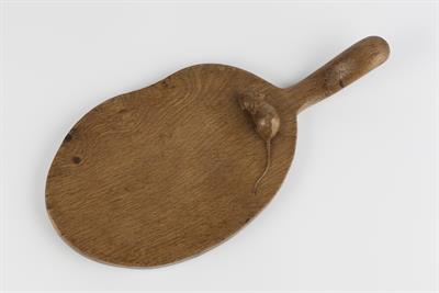 Lot 309 - Robert Thompson of Kilburn (British, 1876-1955)
Mouseman oak cheeseboard
early 1950s design
carved