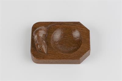 Lot 312 - Robert Thompson of Kilburn (British, 1876-1955)
Mouseman oak ashtray 
carved mouse
10