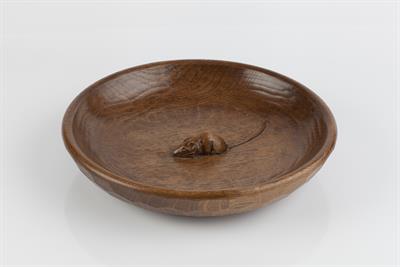 Lot 313 - Robert Thompson of Kilburn (British, 1876-1955)
Mouseman oak bowl
adzed, carved mouse to the