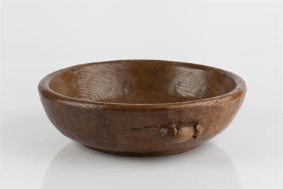 Lot 315 - Robert Thompson of Kilburn (British, 1876-1955)
Mouseman oak bowl
1950/1960s design
adzed, carved