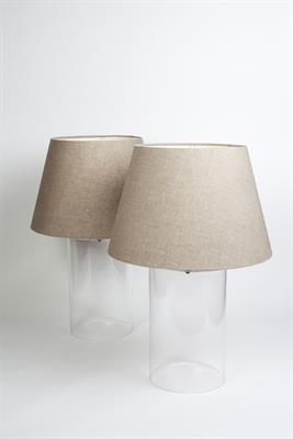 Lot 351 - Modernist School
Pair of glass table lamps
with shades
67cm high (with shade) (2)