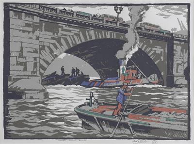 Lot 357 - Leslie Moffat Ward (British, 1888-1978)
Under London Bridge
17/36, signed, titled and numbered in