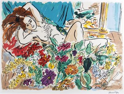 Lot 472 - Edward Piper (British, 1938-1990)
Reclining Nude and Flowers, 1990
artists proof 13/18, signed