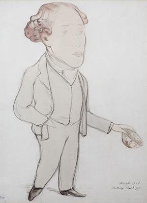 Lot 544 - Albert Rutherston (British, 1881-1953)
Caricature of Oscar Wilde, 1905
signed and dated (lower