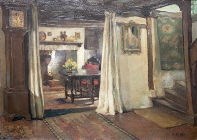 Lot 595 - Nell Marion (nee Tenison) Cuneo (British, 1867-1953)
Interior scene
signed (lower right)
oils on