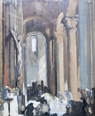 Lot 596 - Frank Brangwyn (British, 1867-1956)
Bruges Cathedral interior
(partially) monogrammed (lower