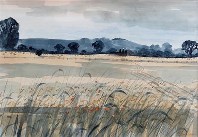 Lot 599 - Robert Tavener (British, 1920-2004)
Cornfield and Oast Houses
signed in pen (lower