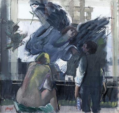 Lot 607 - John Boyd (British, 1940-2001)
The Annunciation
signed (lower left)
oils on canvas
50cm x 50cm