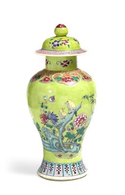 Lot 80 - A Chinese green ground porcelain vase and cover