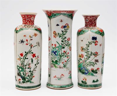 Lot 133 - A Chinese famille verte porcelain garniture de cheminee