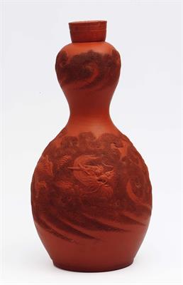 Lot 140 - A Chinese Yixing double gourd vase