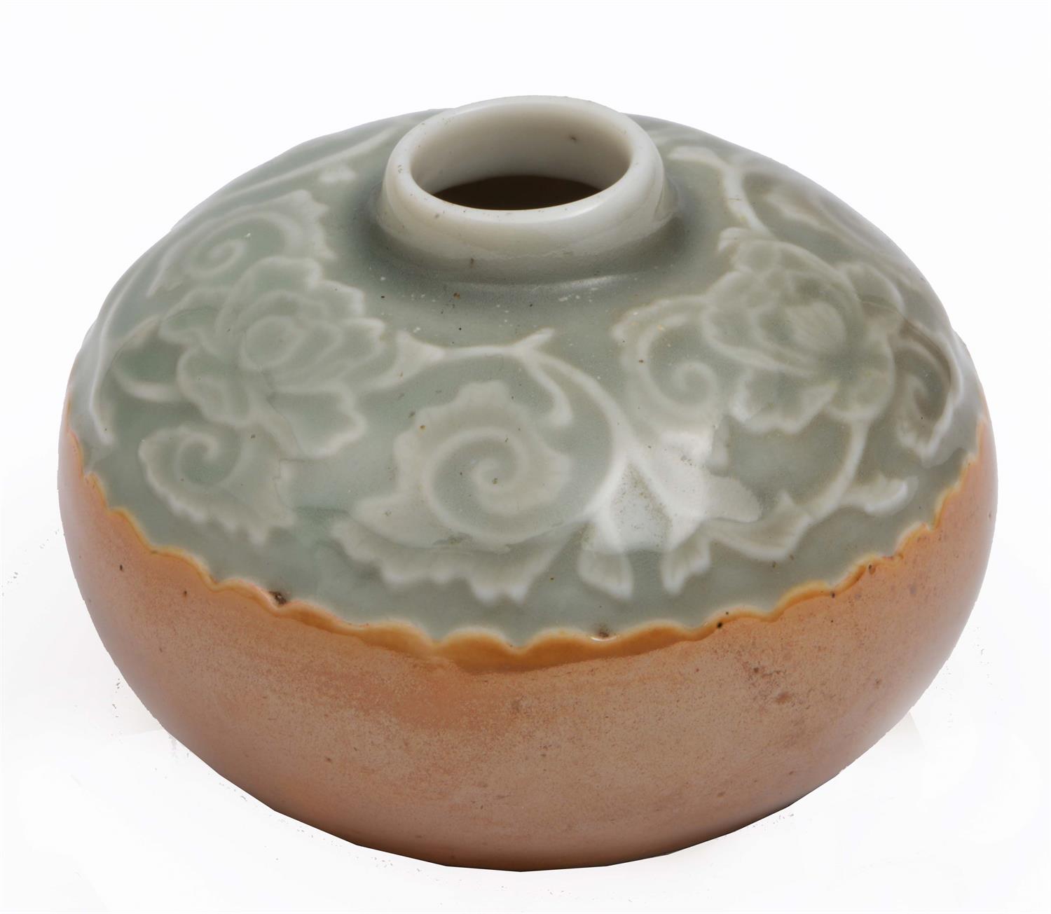 Lot 170 - A Chinese celadon and cafe au lait brush washer