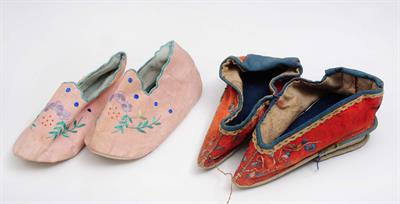 Lot 176 - Two pairs of Chinese miniature child's shoes