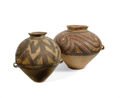 Lot 194 - Two Yang-Shao maroon earthenware jars