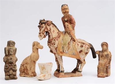 Lot 196 - A Chinese pottery  horse with rider