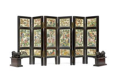 Lot 199 - A Chinese ivory six fold table top screen