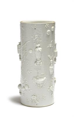 Lot 213 - A Chinese blanc de chine cylindrical hat stand