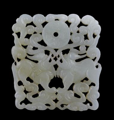 Lot 247 - A Chinese white jade pendant