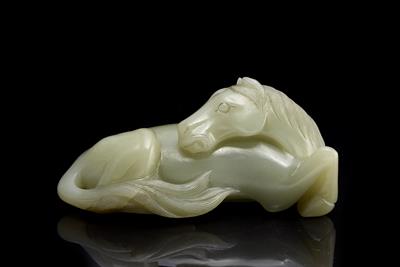 Lot 249 - A Chinese white jade model of a horse