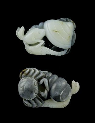 Lot 287 - A Chinese black and white jade carving