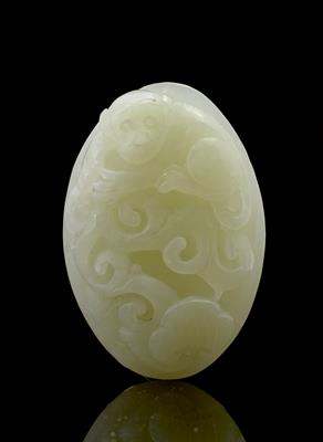 Lot 293 - A Chinese green jade pendant