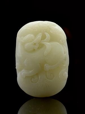 Lot 296 - A Chinese white jade pendant