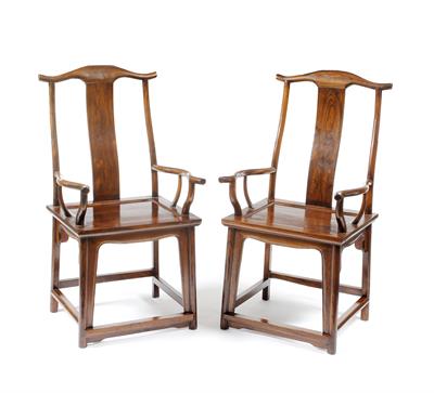 Lot 301 - A pair of Chinese elm scholars chairs