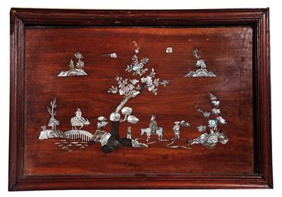 Lot 315 - A Chinese hardwood and mother of pearl inlaid tray