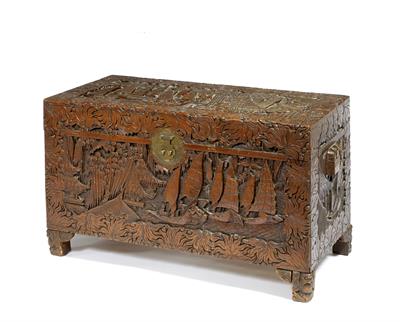 Lot 319 - A Chinese carved coffer