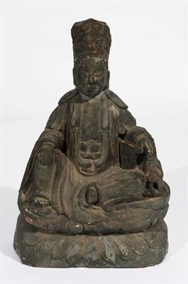 Lot 336 - A Chinese carved stone seated Buddha