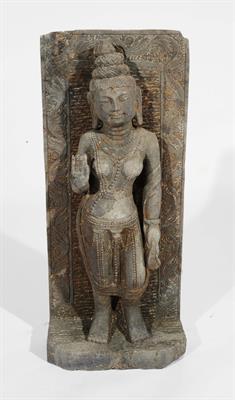 Lot 337 - A Burmese carved stone standing Bodhisattva