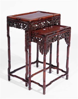 Lot 341 - A nest of two Chinese hardwood occasional tables