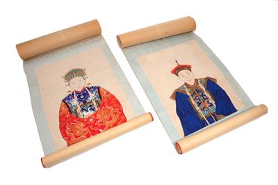 Lot 350 - A pair of Chinese scrolls