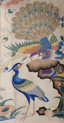 Lot 356 - Three framed Chinese embroidered panels