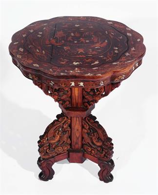 Lot 382 - A Chinese inlaid occasional table