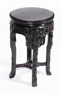 Lot 387 - A Chinese rosewood urn stand