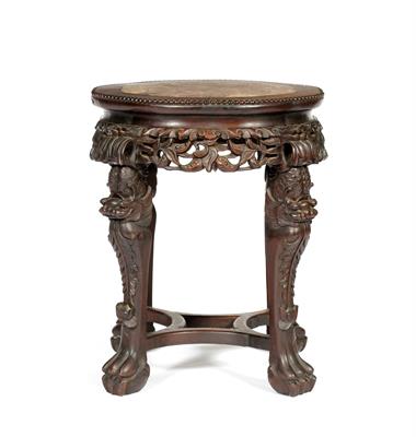 Lot 439 - A Chinese hardwood urn stand