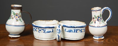 Lot 530 - An 18th century tin glazed condiment double...
