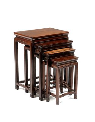 Lot 458 - A quartetto of Chinese hardwood occasional tables