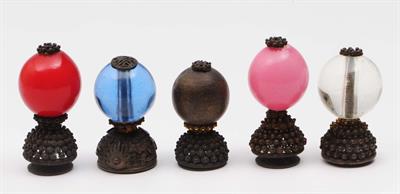 Lot 464 - A collection of five Chinese hat finials