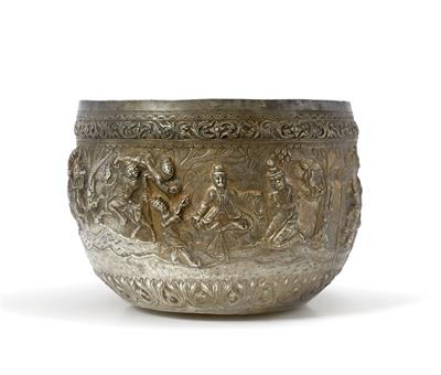 Lot 503 - A Burmese silver metal Thabeik bowl